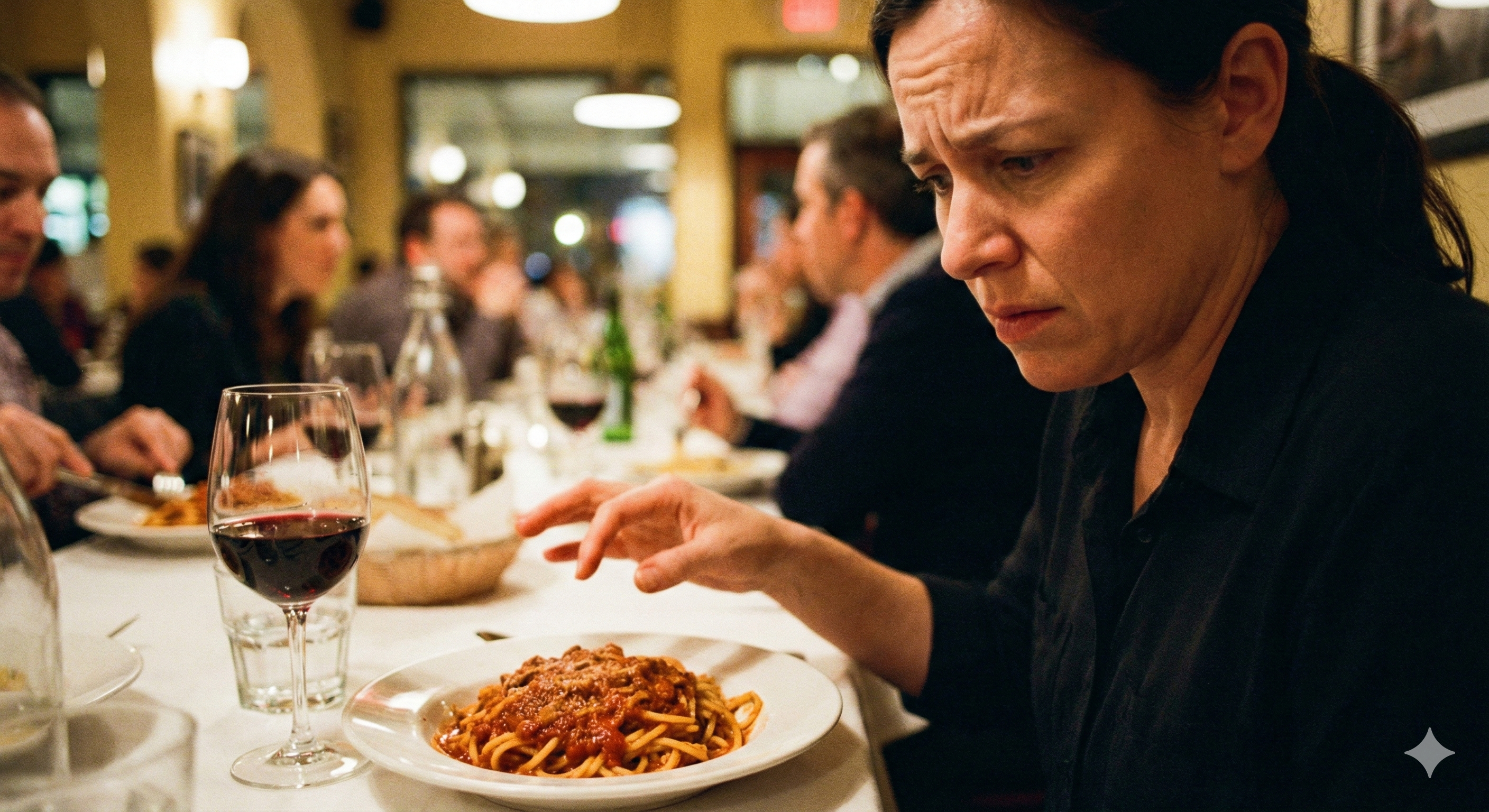 Pessoa com medo de comer